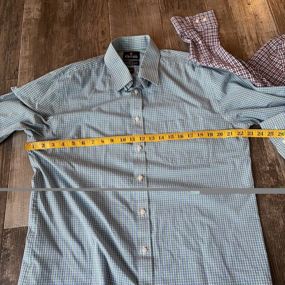 Lot of 2 Stafford Travel Easy-Care Long Sleeve Button Up‎ Plaid Men's 16.5 32/33 - Picture 9 of 11